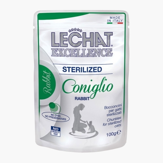 Plic hrană umedă completă pentru pisici sterilizate, cu iepure, 100g