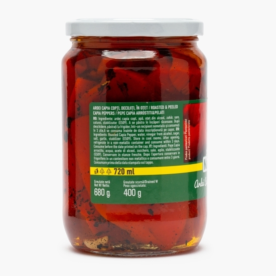 Ardei capia copți și decojiți, în oțet, 680g