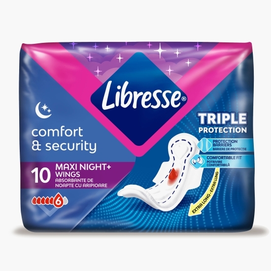 Absorbante de noapte Maxi Night Extra Long cu aripioare 10 buc