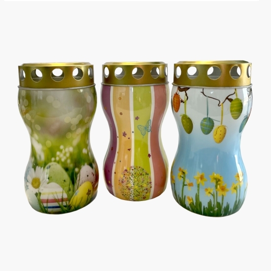 Candelă din plastic clepsidră cu model ouă de Paști, diverse modele