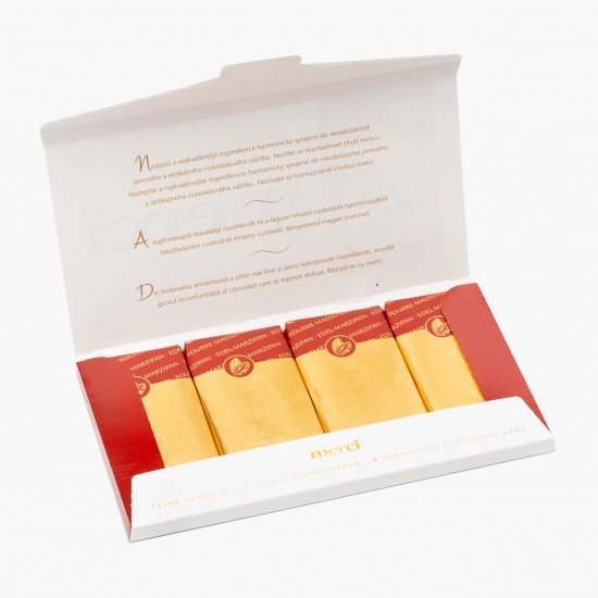 Tablete de ciocolată amăruie cu marțipan 112g, 4 buc
