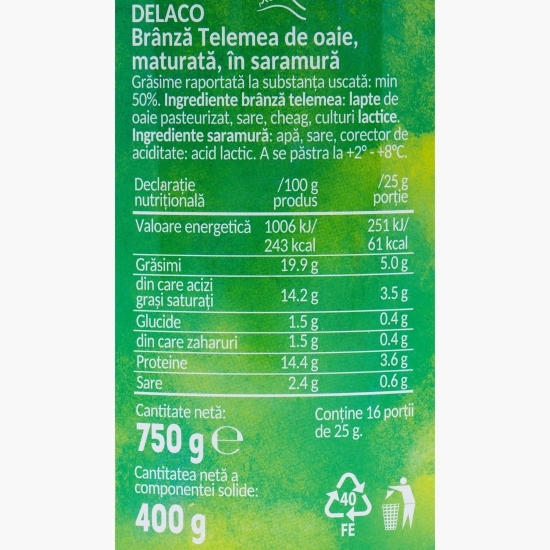 Telemea de oaie în saramură 400g