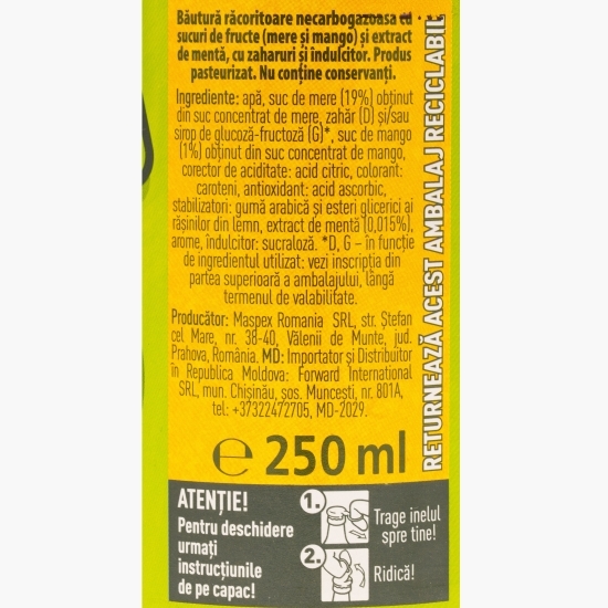 Băutură necarbogazoasă măr, mango, mentă 250ml