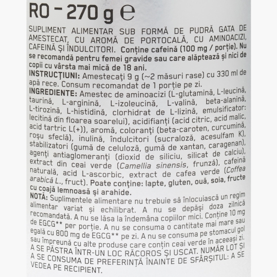 Aminoacizi Pre Workout Amino Energy, aromă de portocale, 270g