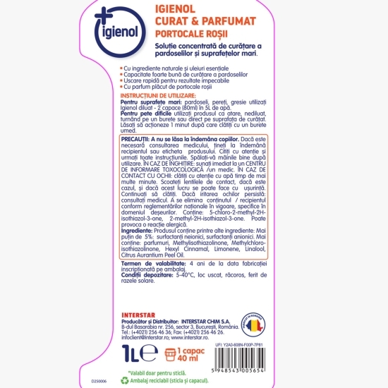 Soluție concentrată pentru pardoseli Portocale roșii 1l