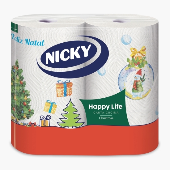 Prosop bucătărie, model Crăciun, 2 role, 2 straturi, 100 foi