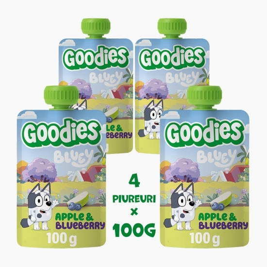 Piure de măr și afine Bluey, +3 ani, 4x100g