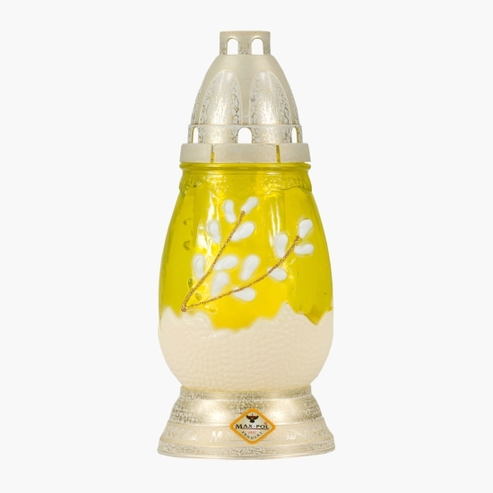 Candelă din sticlă în formă de ou, pictată manual, diverse culori
