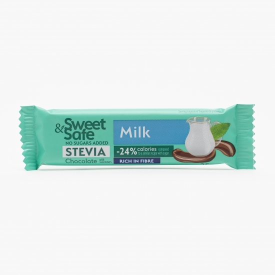 Ciocolată cu lapte, fără zahăr și îndulcitor stevie 25g