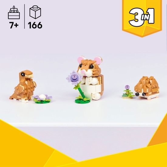 Hamster adorabil cu o floare, 31376 Creator 3 în 1, 166 piese, +7 ani