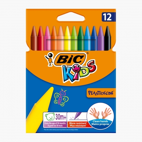 Creioane cerate plastifiate Kids Plastidecor 12 buc
