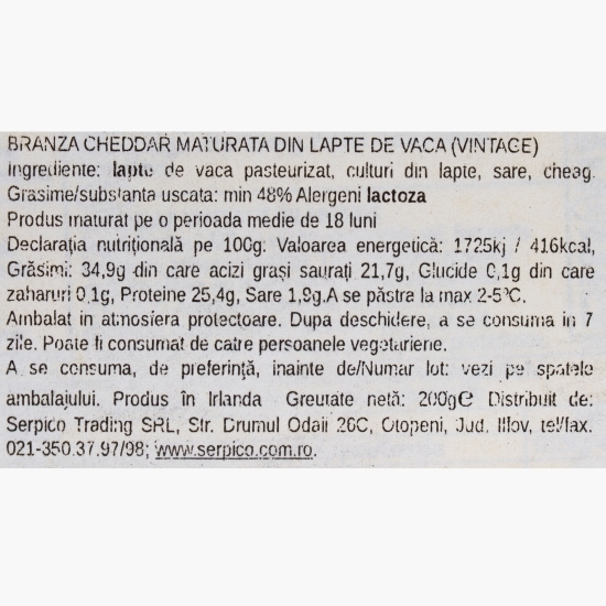Brânză Cheddar vintage 200g