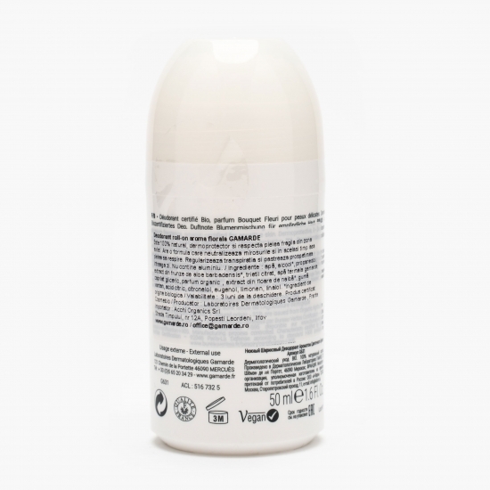 Deodorant natural roll-on cu aromă florală, bio 50ml