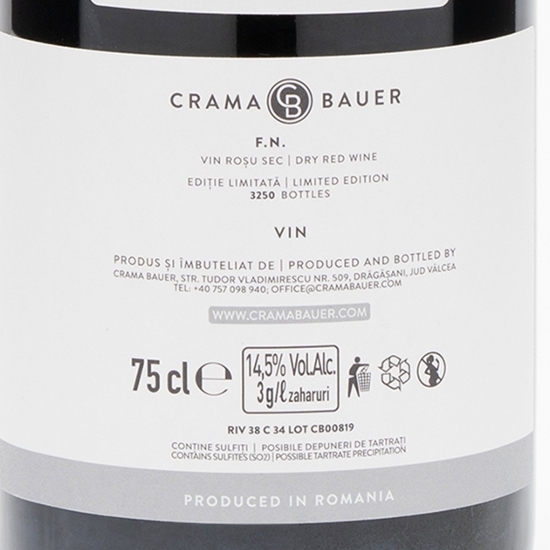 Vin roșu sec Fetească Neagră, 14.5%, 750ml