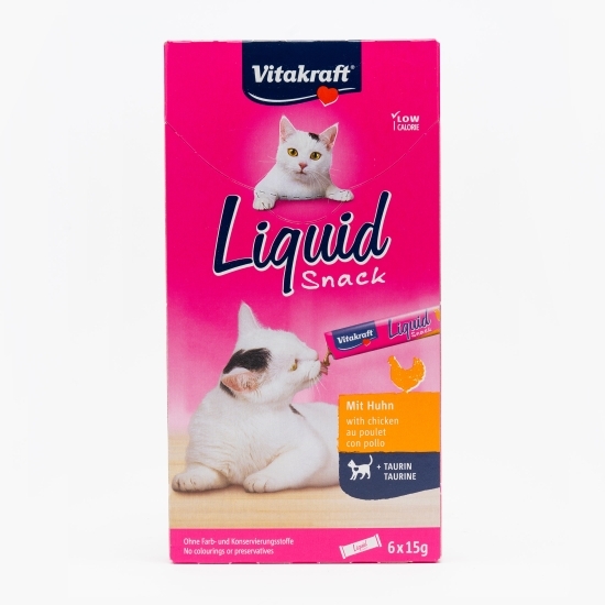 Snack lichid pentru pisici, cu pui și taurină, 6x15g