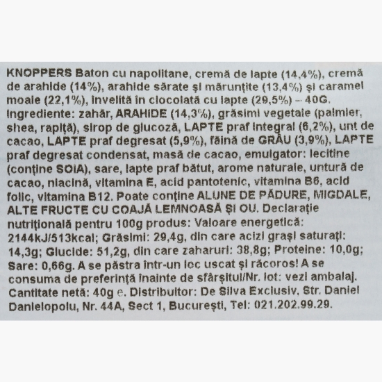 Napolitană cu arahide, cremă de lapte și ciocolată 40g