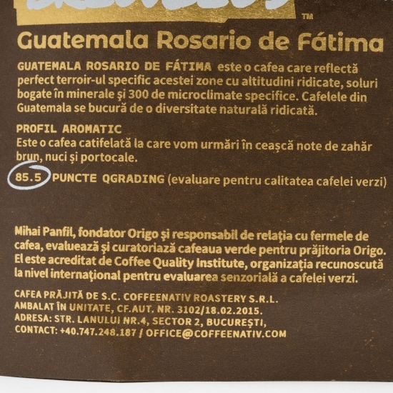 Cafea de specialitate boabe Guatemala Rosario de Fátima 250g