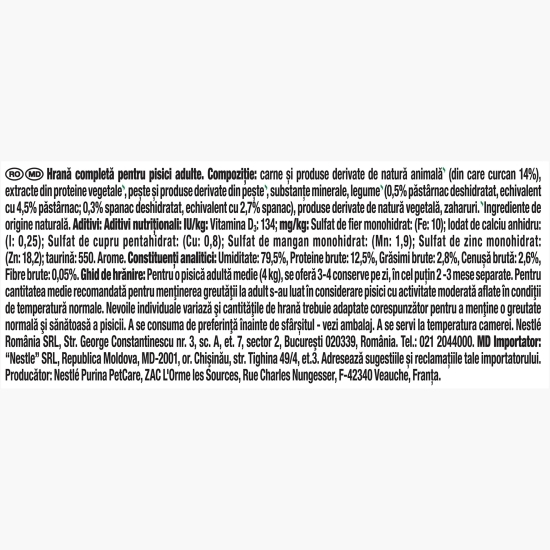 Hrană umedă pentru pisici, 85g, curcan