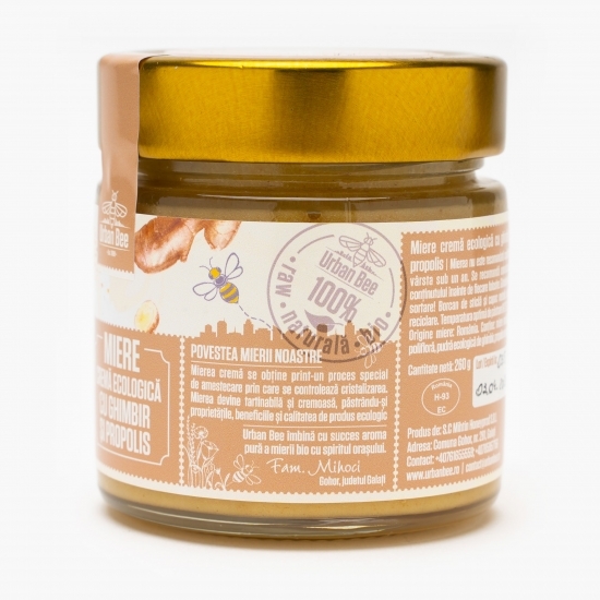 Miere cremă ecologică cu ghimbir și propolis 300g