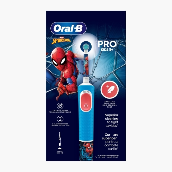 Periuță de dinți electrică pentru copii Pro Kids Spiderman, albastru + 1 capăt + 4 autocolante, 3+ ani