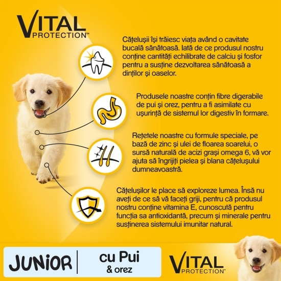 Hrană uscată pentru câini Junior de talie medie, 15kg, cu pui și orez
