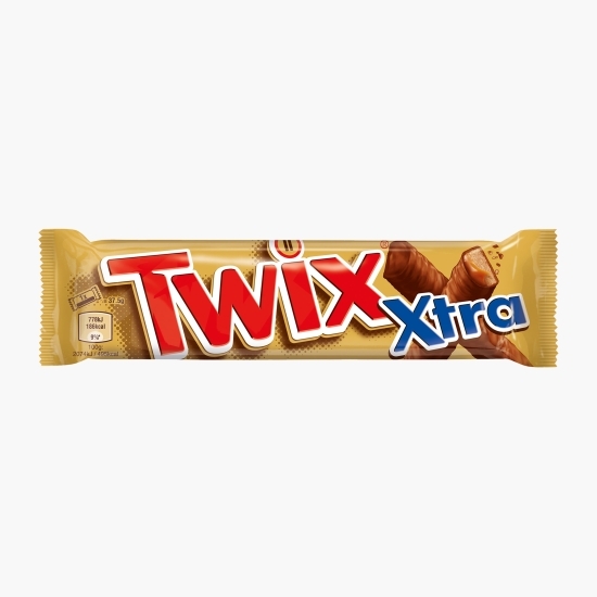 Baton cu biscuit și caramel învelit în ciocolată cu lapte, Xtra 2x37.5 g
