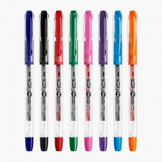 Set 8xGel Ink Pen Gel-ocity Stic (albastru, negru, roșu, portocaliu, mov, roz, turcoaz)