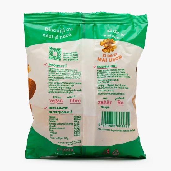Biscuiți cu năut și nucă, fără zahăr adăugat 100g