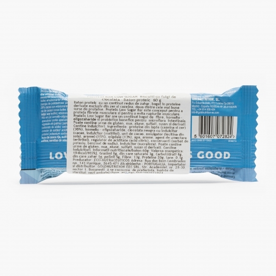 Baton proteic Low Sugar biscuiți cu fulgi de ciocolată 60g