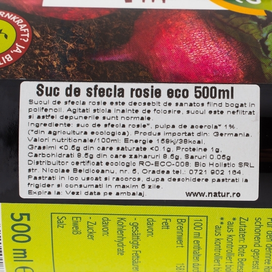 Suc de sfeclă roșie eco 500ml