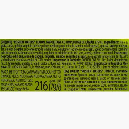 Napolitane cu umplutură de lămâie 216g