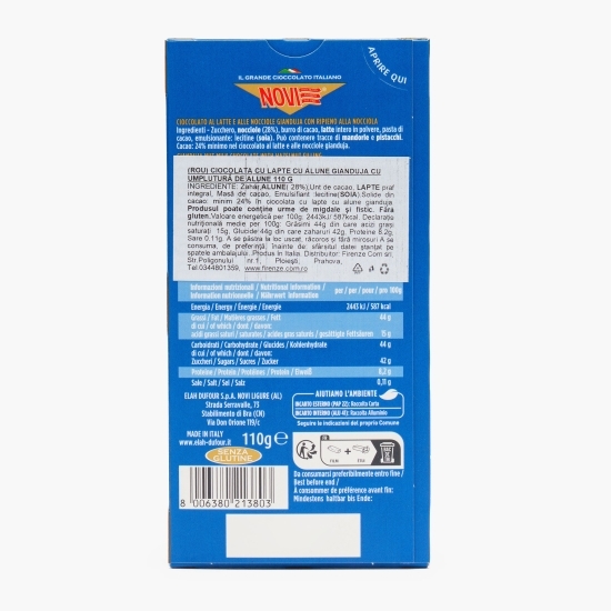 Ciocolată cu lapte cu alune Gianduja, cu umplutură de alune 110g