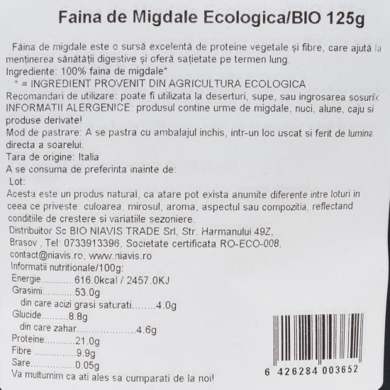 Făină de migdale ecologică 125g