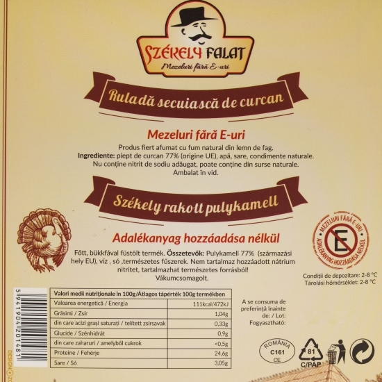 Ruladă curcan feliată 100g