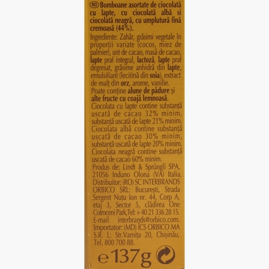 Bomboane de ciocolată asortate Lindor 137g