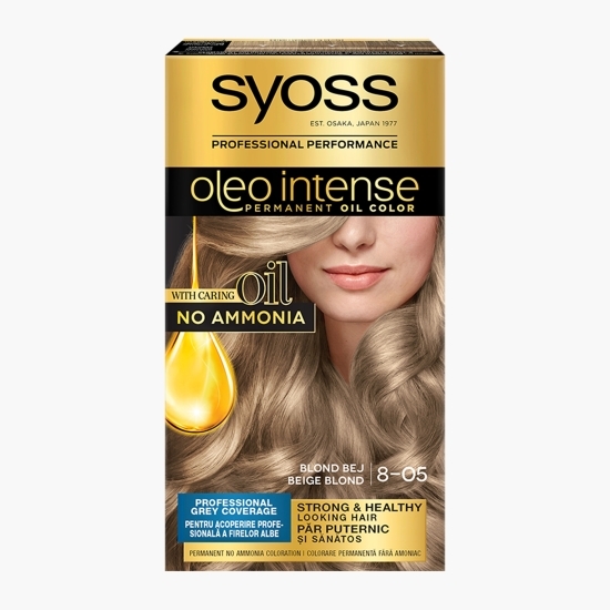 Vopsea de păr permanentă fără amoniac Oleo Intense, 8-05 blond bej, 115ml