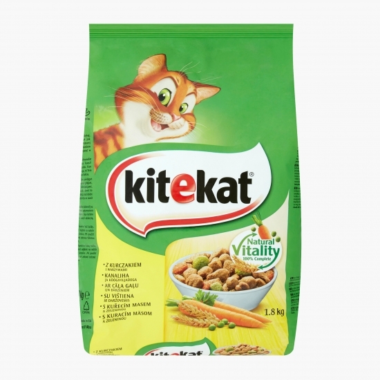 Hrană uscată pentru pisici adulte, 1.8kg, cu pui și legume