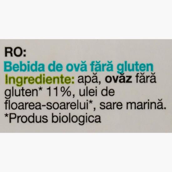 Băutură vegetală eco din ovăz fără gluten Barista, 1l