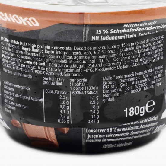 Orez cu lapte High Protein ciocolată 180g