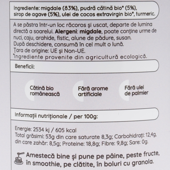 Cremă de migdale cu cătină eco și agave Immuno Joy, 300g