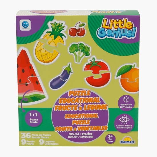 Puzzle educațional cu fructe și legume, 2+ ani
