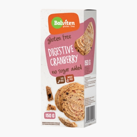 Biscuiți digestivi cu merișoare, fără zahăr adăugat și fără gluten 150g