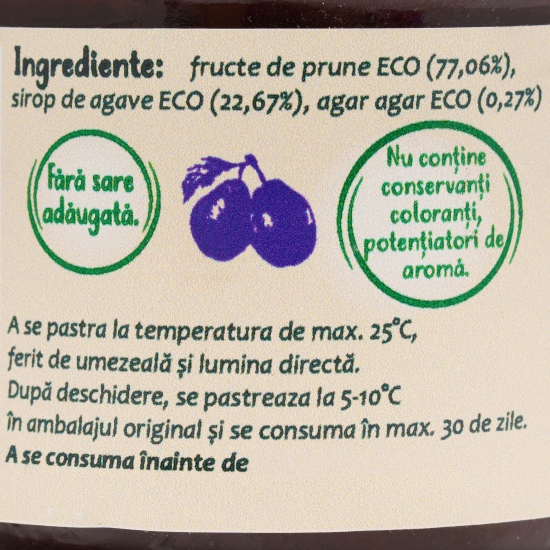Dulceață de prune, fără zahăr adăugat, eco ~212g