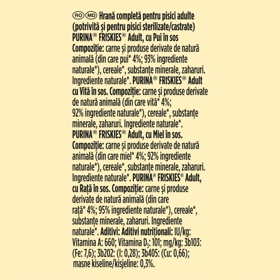 Hrană umedă pentru pisici, 12x85g, mix de arome (pui, vită, miel, rață)