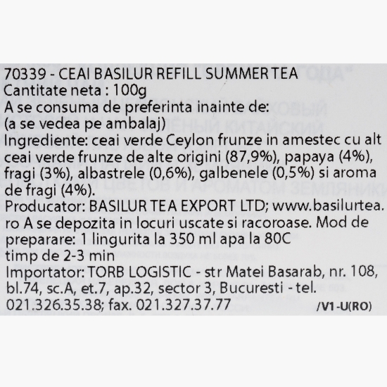 Ceai verde Summer Tea, refill 100g