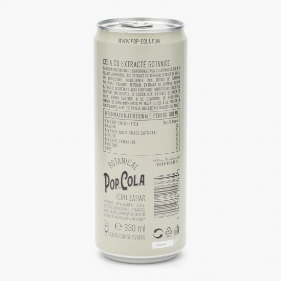 Băutură carbogazoasă Pop Cola fără zahăr, doză 0.33l