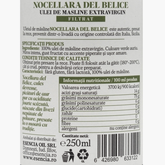 Ulei de măsline extravirgin Nocellara del Belice 250ml