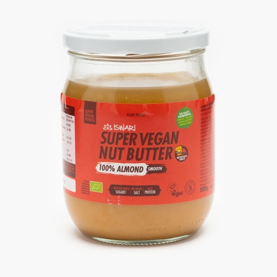 Cremă tartinabilă eco din migdale Smooth Super Vegan, fără zahăr adăugat 500g
