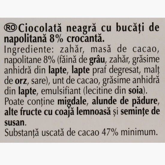 Ciocolată neagră cu bucăți de napolitană Excellence, 100g