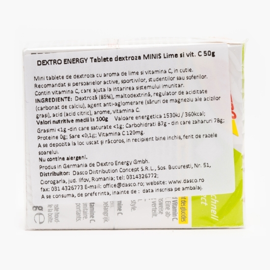Tablete dextroză Minis lime 50g